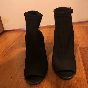 Black peep toe boots